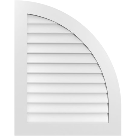 Ekena Millwork Quarter Round Top Right Surface Mount PVC Gable Vent w/ 3-1/2"W x 1"P Standard Frame, 30"W x 38"H GVPQR30X3801SN